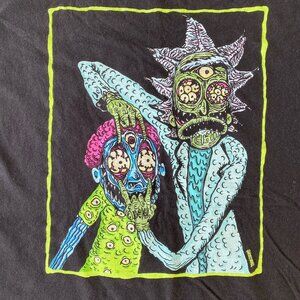 Rick & Morty Graphic Tshirt Mens XL Adult Swim Black Short Sleeve